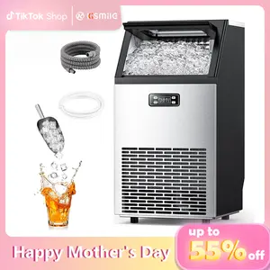 Mother's Day Gift | Kismile Commercial Ice Maker Machine, 2026 Upgraded 66lbs/80lbs/100lbs 24H Stainless Steel Ice Machine with 33lbs Storage Capacity, Self-Cleaning Freestanding Ice Maker for Home Bar Restaurant Office Outdoor
