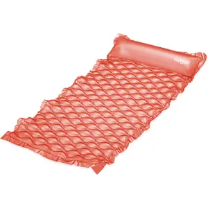 Maccabi Art Comfy Mat Inflatable Pool Float Lounge, 69 x 31.5 In Quilted Soft Surface Air Mattress, DuraSeam Leak-Resistant PVC Raft with Easy Grip, AirFlate Tool & Repair Patch, Cotton Candy