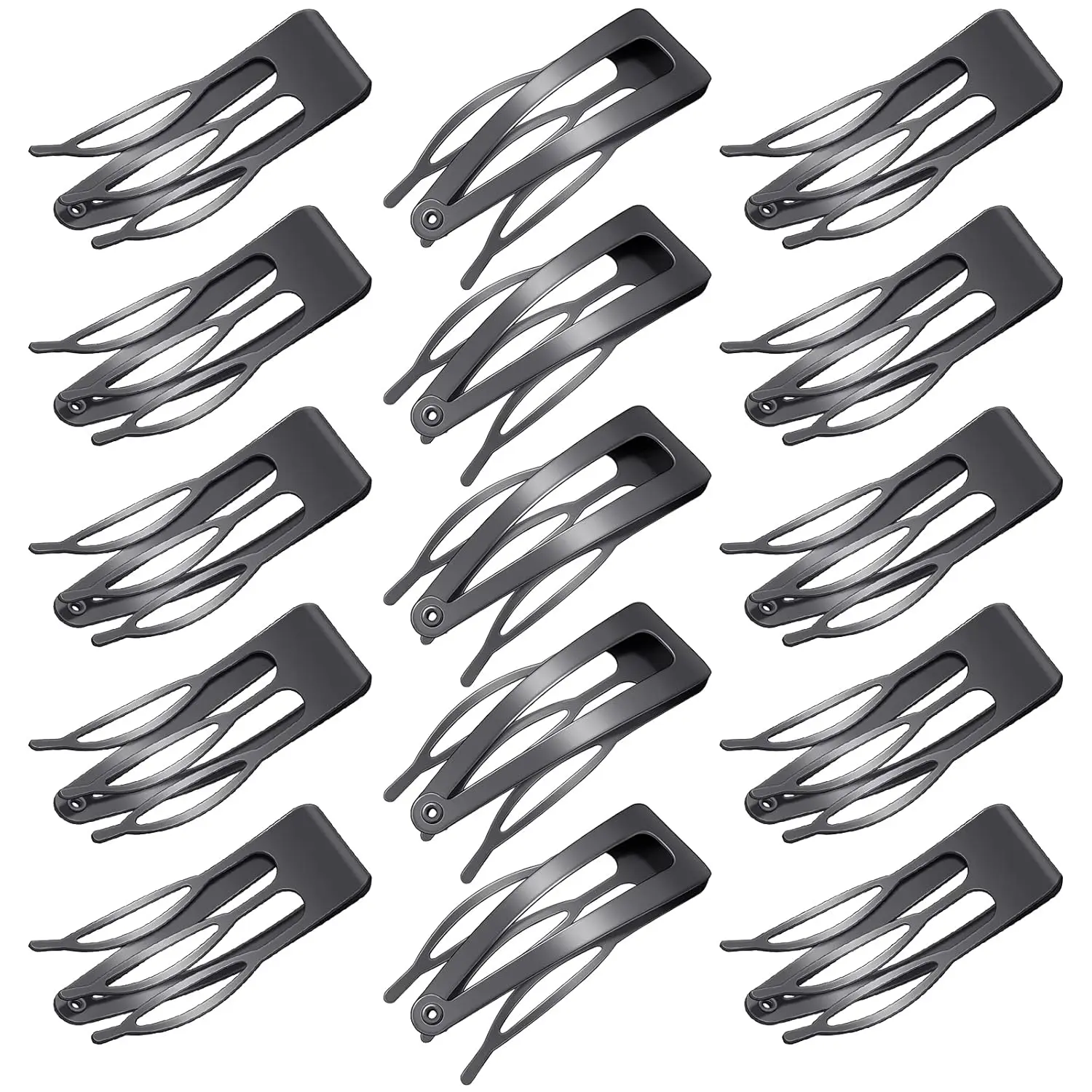 32 count Hair Clips for Women, 3 Prong Clips for Hair, Double Grip Metal Snap Clips,  Black