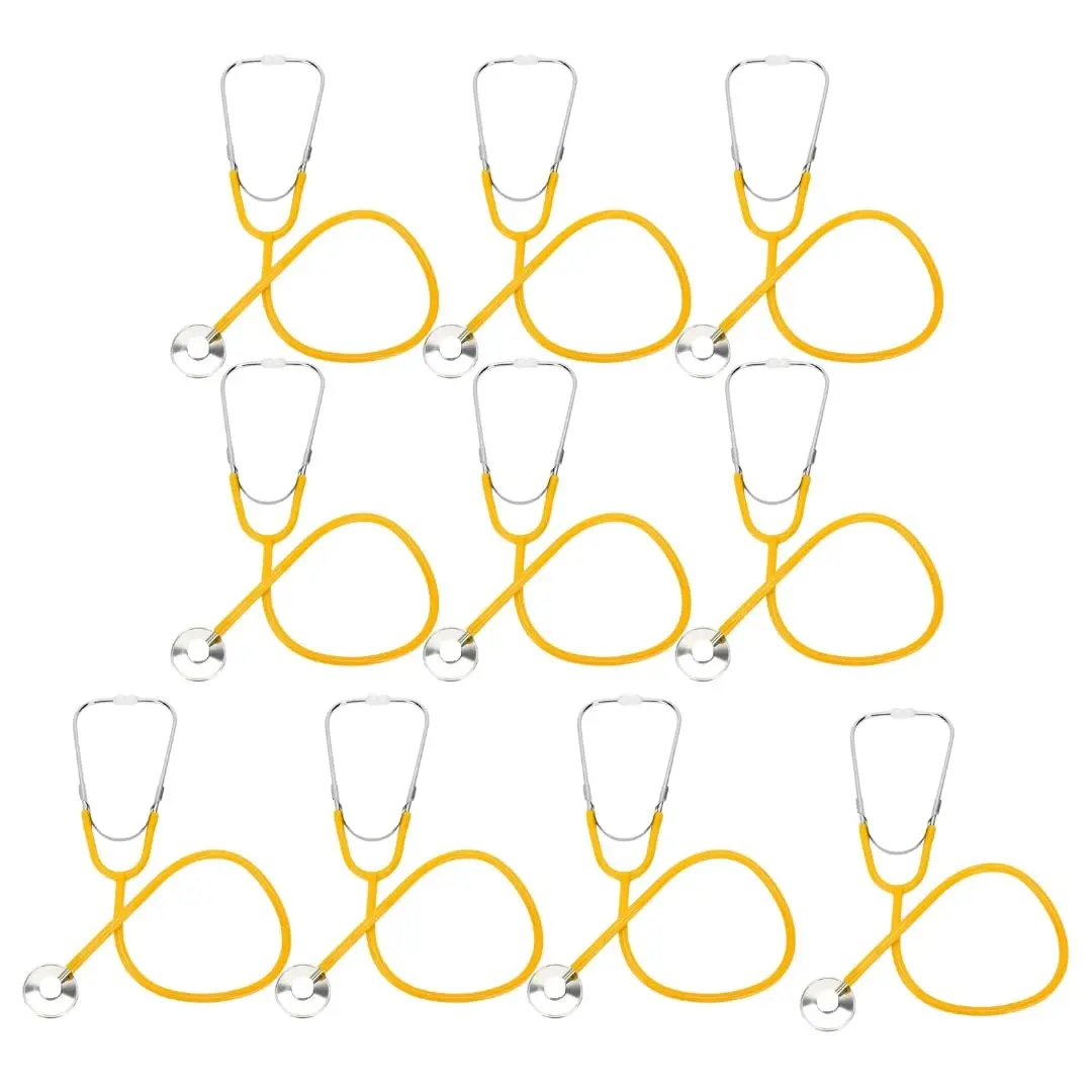 Single-Head Stethoscope with 22-Inch Yellow Tubing and Aluminum Chestpiece, 10 Pack