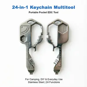 [Summervibes] Keychain Multitool, 24-in-1 Pocket Tool with Screwdriver, Wrench, Wire Stripper & Bottle Opener, Stainless Steel Mini Tool for Everyday Carry, DIY, Camping
