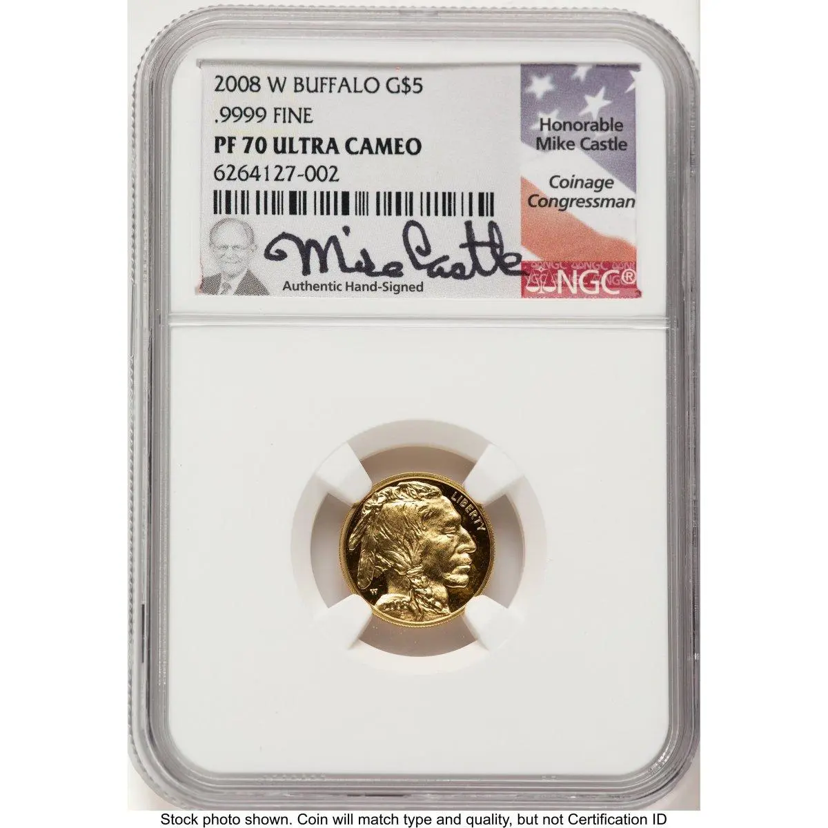 Modern Bullion Coins (2008-W Proof Gold Buffalo 1/10 oz Mike Castle)