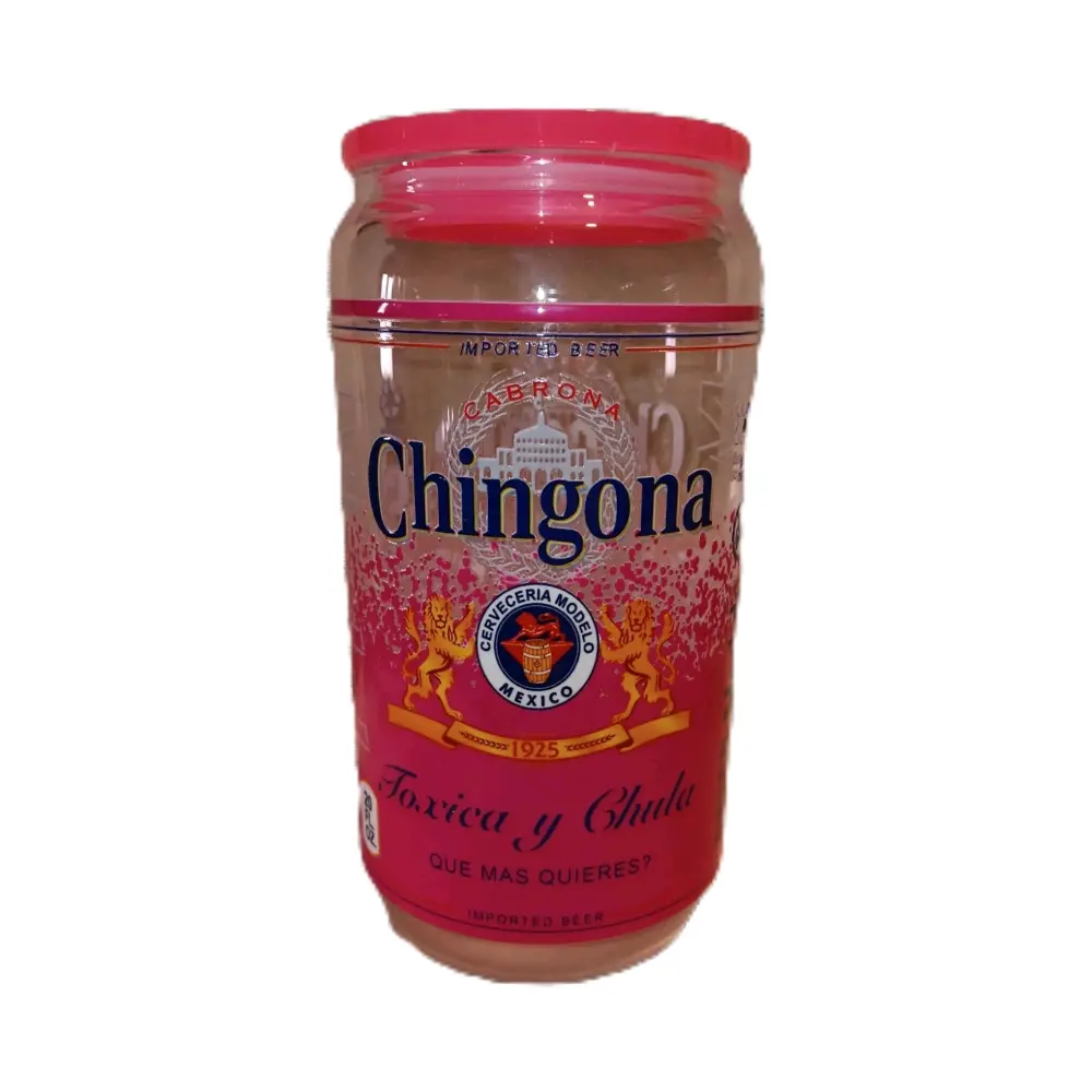 Chingona Hot Pink Cup - Drinkware with Red Lid, Made in Mexico