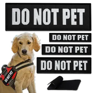4-Pcs Do Not Pet Patch for Service Dogs, Embroidered Patch Hook & Loop Set