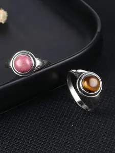 1pc Rings Natural Round Tiger Eye Labradorite Simple Ring for Women Amethyst Jewelry Wedding Party Wholesale