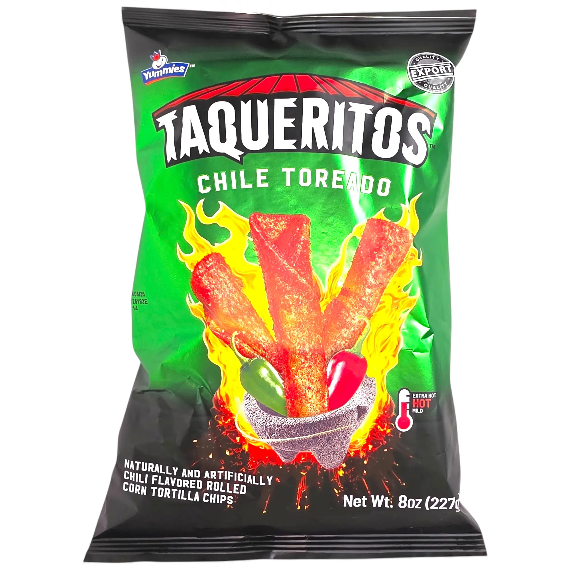 Yummies Taqueritos Chile Toreado Naturally & Artificially Chili Flavored Spicy Snack 8oz 227g