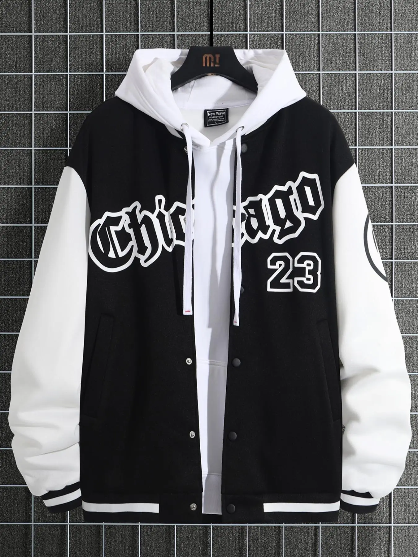 Men's Colorblock  Letter Print Baseball Jacket, Regular Fit Casual Fashionable Varsity Jacket for Daily Outdoor Wear, Men Clothing for Fall & Winter
