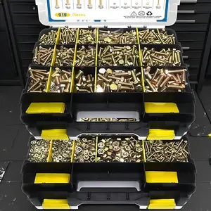 919-Piece Professional Metric Fastener Kit - M4 M5 M6 M8 Hex Bolts, Nuts & Washers, Yellow Zinc Plated (12-30mm), Winter Emergency Home Repairs & DIY Essentials,shipping bolts