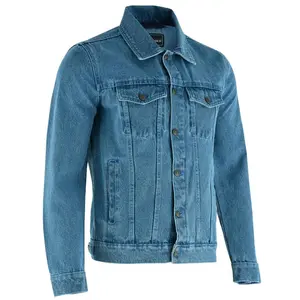Vance Men's Light Blue Heavy Duty Denim Button Front Motorcycle Jacket, Jean Jacket for Men