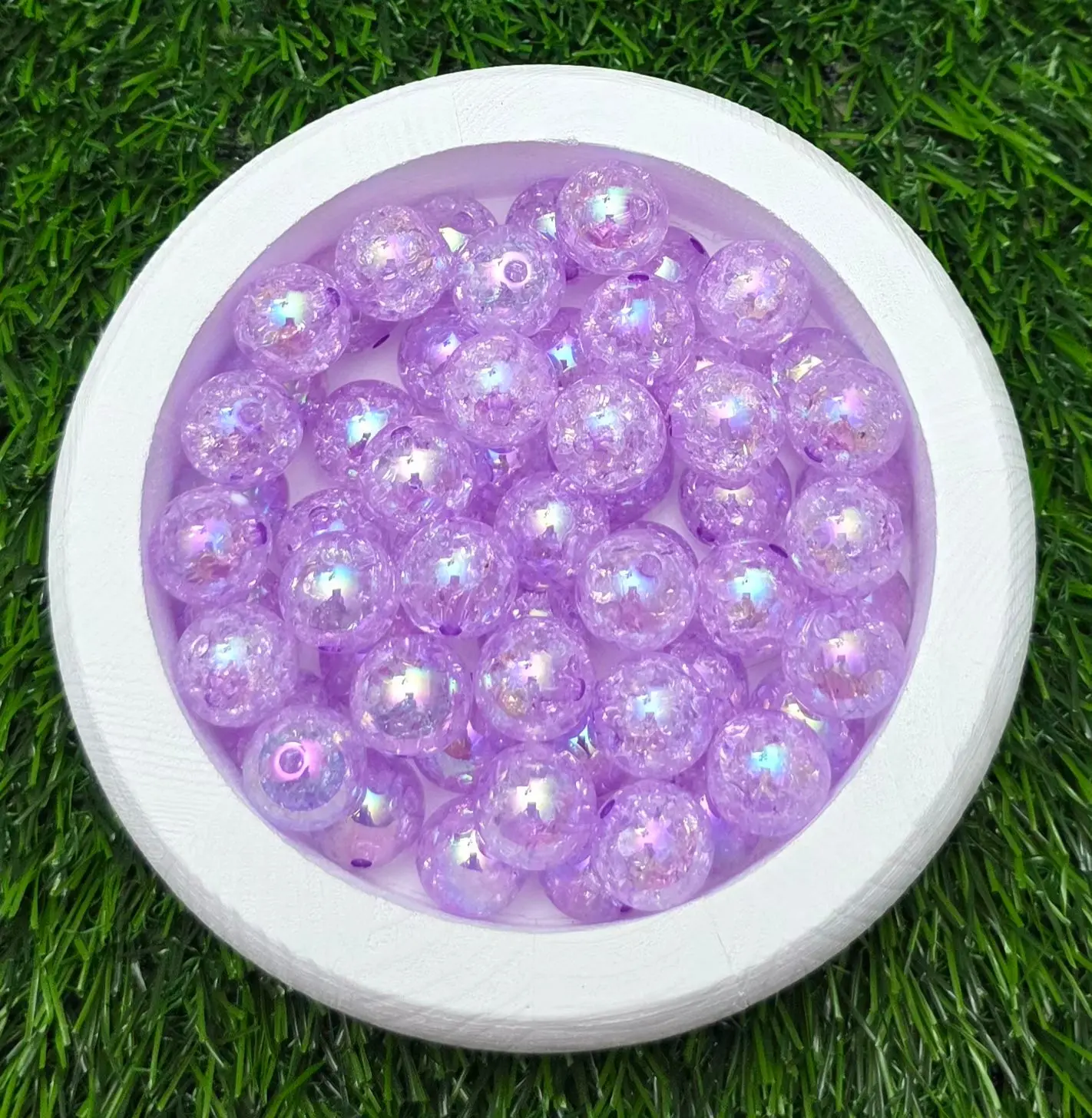 16MM Purple Iridescent Crackle Acrylic Beads – 6 Piece Pack
