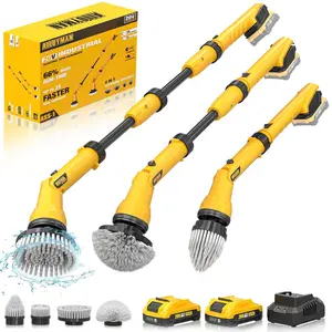 1000RPM Electric Spin Scrubber, 20V Cordless Cleaning Brush with Adjustable Extension Arm, 4 Replaceable Cleaning Heads, Hook and Gloves, 1 Hour Fast Charge, Waterproof - for Bathroom/Tub/Tile/Floor