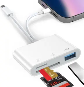 5 in 1 SD Card Reader for iPhone iPad Android, Camera Adapter, USB-C & Lightning, Supports SD/Micro SD Card/USB, Two-Way Photo & Video Transfer, Import to Phone or Free Up Storage, No App Needed