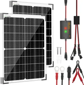 SOLPERK 12V 50W Solar Battery Charger, 2pcs 25W Solar Battery Maintainer+Waterproof 8A Controller+Adjustable Mounts for RV, Car, Boat, Marine, Etc Outdoorfun dealsforyou