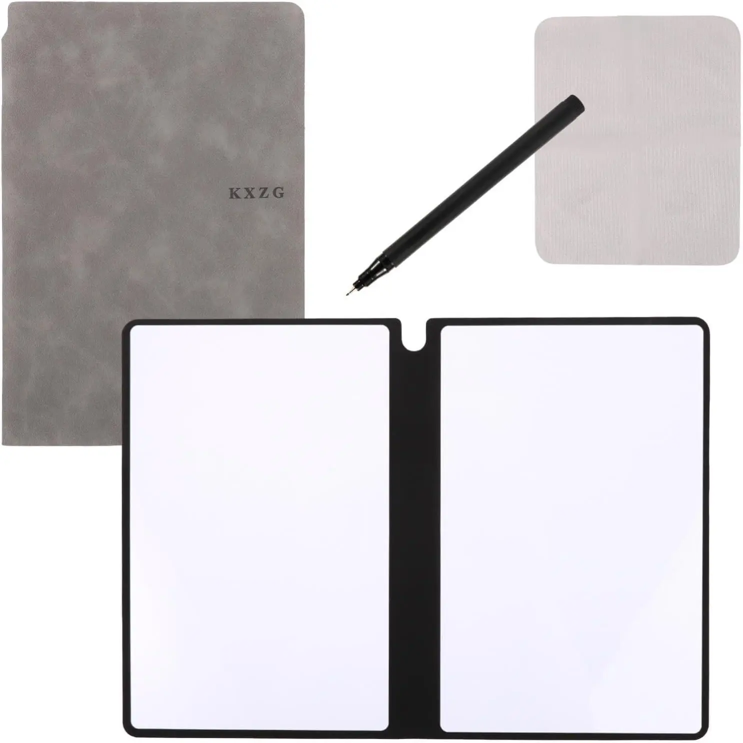 Portable A5 Dry Erase Notebook, 9.4x6.5 Inch Reusable Dry Erase Notebook Erasable Notebook Whiteboard Notebook for Business Home Office (Grey)