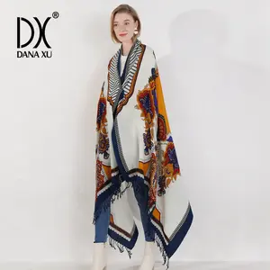 DANA XU 100% Merino Wool Extra Large Pashmina Blanket Travel chunky Scarf Cashmere Wrap for Women Fall Winter Oversize Shawl Floral Fashion