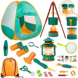 Kids Camping Set with Tent - Toddler Toys for Boys with Campfire, Camping Toys for Kids Indoor Outdoor Pretend Play, Gift Idea for Boys Age 3,4,5,6 Year Old Birthday Christmas (Green)