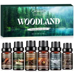 AESHORY WOODLAND Essential Oils Set - 6x10ml Premium Fragrance Oils for Diffusers Home Candle Making Soap