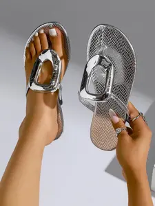 Fashionable Snake Skin Print Slides, Casual Comfortable Flat Slippers for Summer, Lightweight Breathable Shoes for Daily Wear, Women, Fashionable Flip Flops