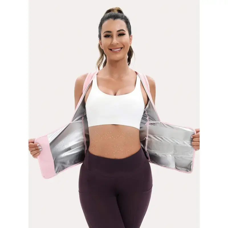 Women Sauna Sweat Vest, Heat Trapping Polymer Workout Tank Top, U-Type Open Bust Athletic Underwear, Sleeveless Thermal Sweat Enhancing Base Layer for Gym Fitness Cardio Running Weightlifting Training, Lightweight High Elastic Sportswear