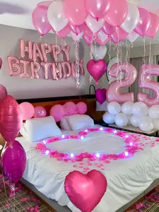 Birthday Balloon Decoration Kit – Candy Pink Party Set with 13 Letter Balloons, 4 Heart Balloons, 30 Latex Balloons, 200 Confetti, Optional 2 x 40in Number Balloons, DIY Party Decor