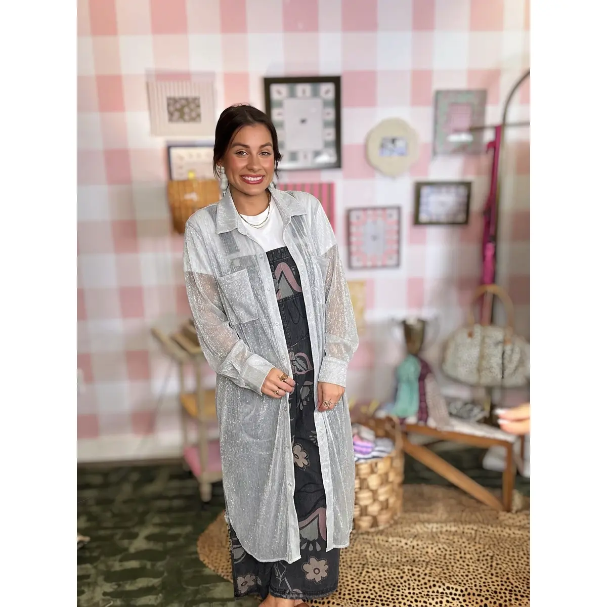 *DOORBUSTER* Silver Woven Long Duster