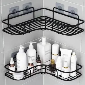 1pc Cast Iron Corner Shower Shelf - No-Drill Wall Mounted
