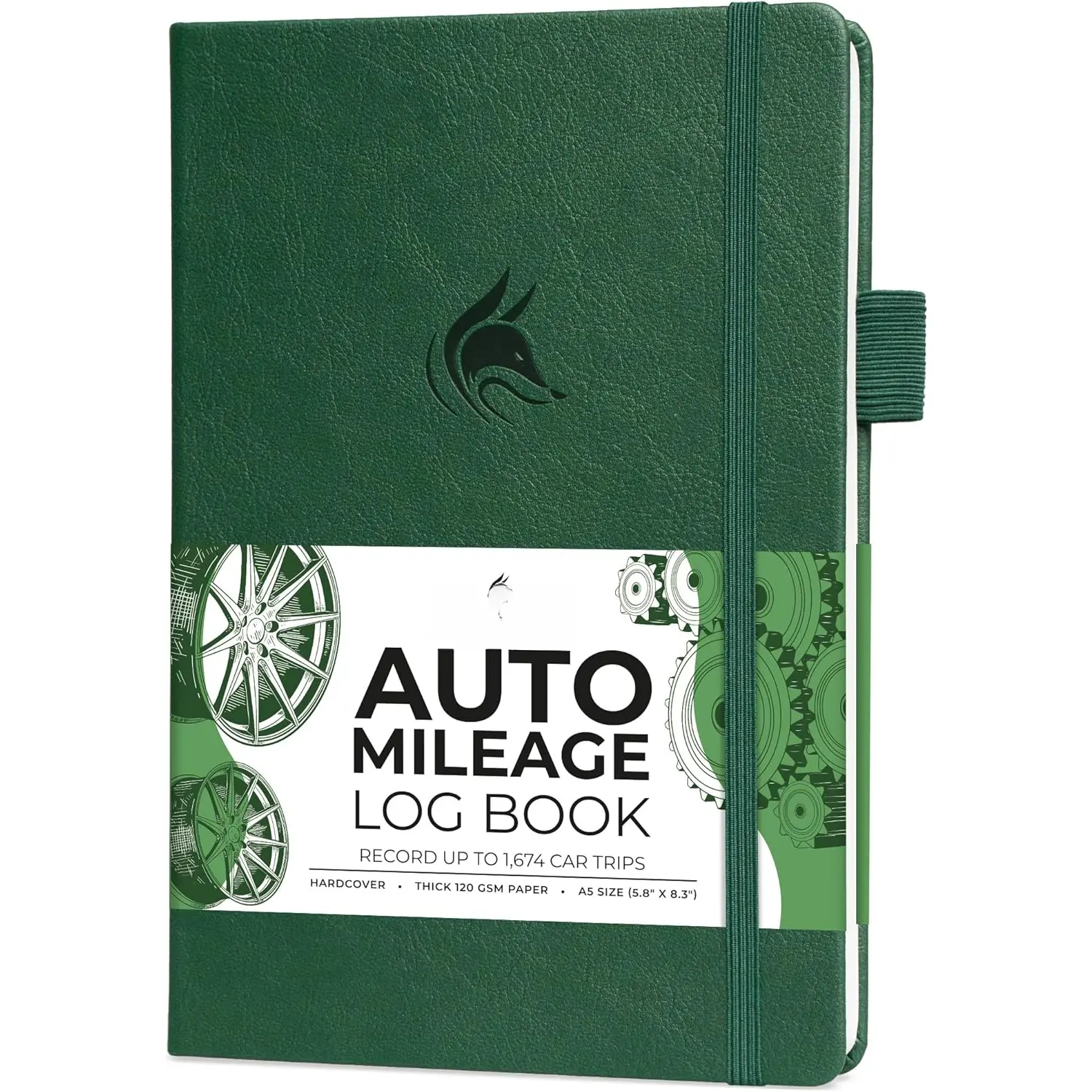Auto Mileage Log Book -  Logbook with Mileage, Expense, Gas Consumption & Lubrication  - Driving Logger for  Records - A5 Size, 1,674 Mileage Entries (Forest Green)