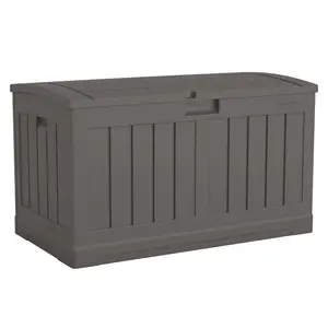 Suncast 50 Gallon Plastic Deck Box with Molded Lockable Feature for Home, Gray