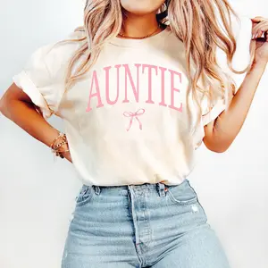 Comfort colors Coquette Auntie Shirt Auntie Pregnancy Announcement Gift Coquette Bow T-shirt For Aunt Girly Auntie Outfit Sister In Law R800Aunti