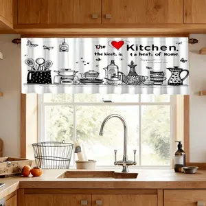 1pc Vintage Kitchen Valance, Love Butterfly Design Curtain, Casual Style, Home Decor Curtains for Coffee Shop Restaurant, Gift for Family Friends