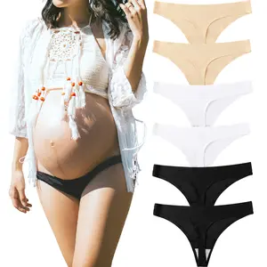 KUKU PANDA 6 Packs Women's Silky Thong for Pregnant Maternity Panties Icy Cool Underwear