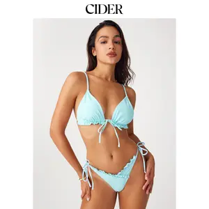 Cider [size 2-10] Asymmetrical Ruched Knotted Bikini Swimsuit