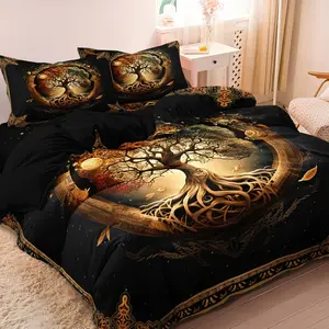 3pcs Set - Universe Tree of Life Mystical  Print Duvet Cover（1 Duvet Cover + 2 Pillowcases，No Insert) - High-Definition Print - For All Seasons, Home & Dorm Nordic Style Cosmic Tree Texture Beddin Bedroom Bedding Set Duvet Cover Sets