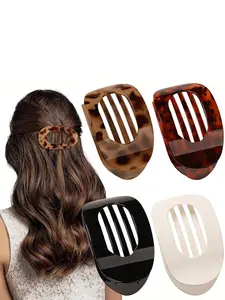 Solid Color Hair Clip, Casual Versatile Hair Accessories for Women & Girls, Minimalist Headwear Suitable for Thick and Thin Hair, Flat Claw Clips
