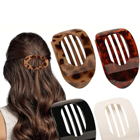 4 Pcs Flat Hair Clips for Girls, Round Dangle Hair Clips, French Strong Hair Clips for Thick and Thin Hair, Comfortable Design for Lying Down and Driving, Decorative Hair Clips, Hair Style Accessory, Fashion Hair Accessories