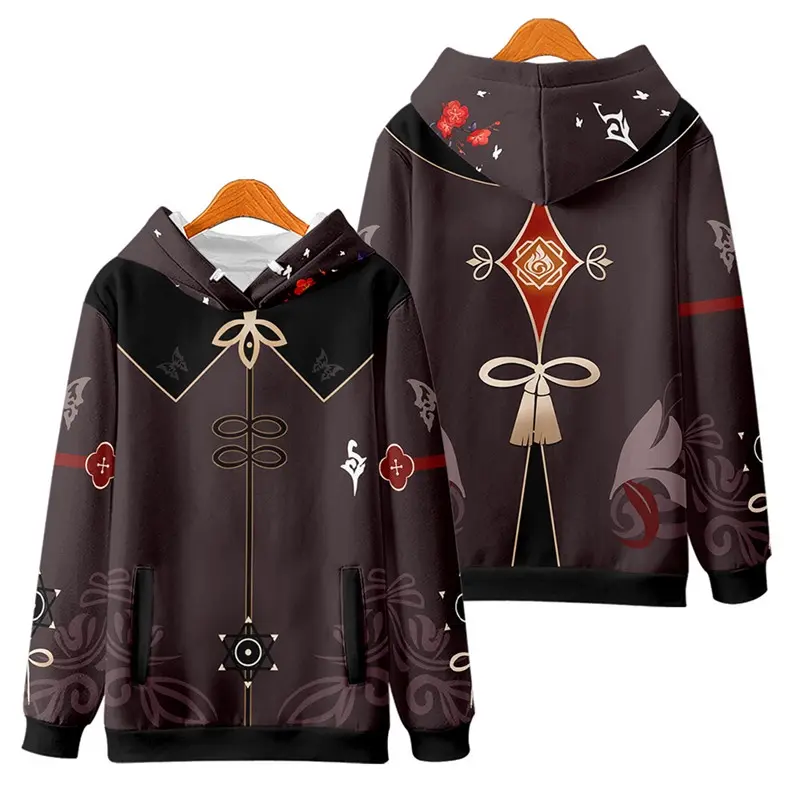 New Anime Genshin Impact Hu Tao Hoodie Japanese Men'S Fashion Women'S Loose 3D Printing Sweater Unisex Casual Long Sleeve Hooded Jacket Top Cosplay
