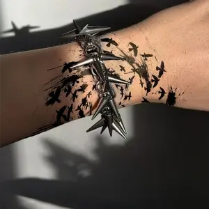 1pcs Dark Group Crow Herbal Juice Tattoo Sticker Sexy Hot Girl Temporary Tattoo Arm Waterproof Durable Fake Tattoo for Men and Women Party Gift Y2K Sticker Tattoos