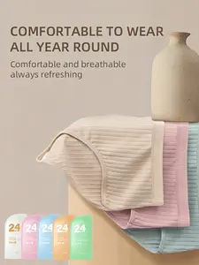 7-Piece Set - Disposable Women's Striped Briefs, Individually Wrapped Antibacterial Travel Briefs, Soft and Skin-Friendly, No-Wash, Disposable Underwear Accessories, Perfect for Travel, Soft Breathable Knicker, Soft Comfy Panties