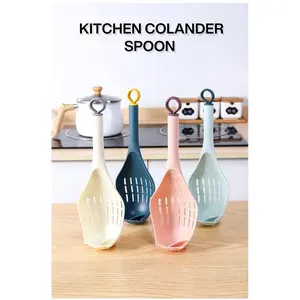 Colander Spoon - 1pc Plastic Large Soup Strainer with Long Handle, Strainer Slotted Kitchen Utensil for Cooking Tools and Food Straining