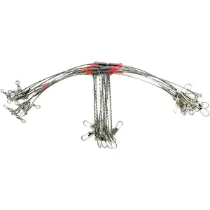 Fishing Wire Leaders for Bottom Rigs: 10 count 1/2/3 Arm Saltwater Hi-Low Rig Leaders with Swivels Snap for Trolling Pier Surf Fishing Tackle - Arm Length 2.76in/4.72in