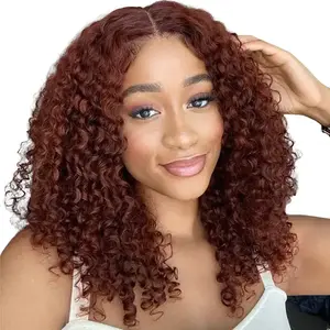 Reddish Brown Kinky Curly Short Bob Human Hair Wigs HD 13X6 Lace Frontal Wigs Human Hair 180% Density Curly Lace Front Bob Wig Pre Plucked Natural Hairline Short Bob Wigs for Women #TikTokShopBacktoSchool