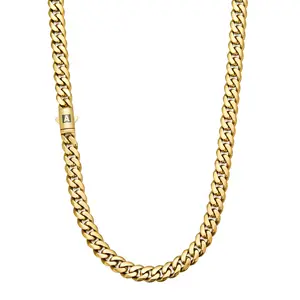 14K Gold-Plated 26-Letter A-Z Cuban Chain Necklace (Unisex), 8mm Miami Hip-Hop Style Chunky Chain, Fade-Resistant and Rust-Proof Jewelry, Perfect for Father's Day, Graduation, Birthdays, and Anniversaries