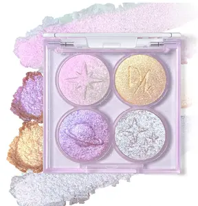Holographic Duochrome Glitter Eyeshadow Palette, Chameleon Color Shift Metallic Shimmer Eyeshadow, Sparkle Inner Corner Eye Highlighter, Creamy Mini Purple Eye Shadow Iridescent Fairy Makeup