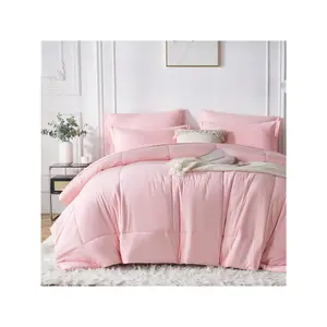 5/7-Piece Solid Colour Checkered Comforter Set Queen - Soft Microfiber, Lightweight, All-Season, Twin/Full/Queen/King Size Bed In A Bag, Quilt Set With Breathable Fabric And Easy Care, Ideal Gift.