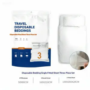 Hotel & Travel Essential: Compressed Space-Saving Disposable Bedding Set (3-Piece) | Extra-Large, Thick & Soft, Skin-Friendly, Lint-Free, Durable for Multiple Uses, Individually Packed