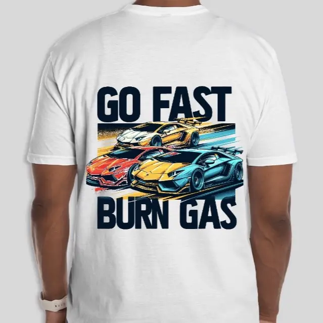 Lamborghini “GO FAST BURN GAS” T-shirt - 100% Cotton