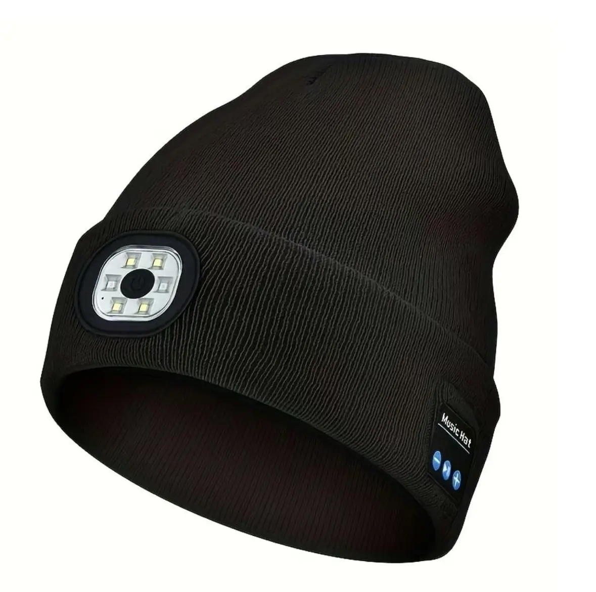 Bluetooth Beanie with LED Headlight and Removable Speakers, US Rechargeable and Lightweight warm Hat for Winter Outdoor Activities, Music, Calling, Sport, Unisex Christmas Birthday Gift