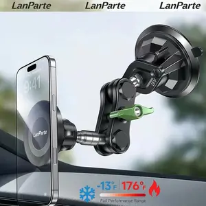 LanParte Military-Grade Car Phone Holder, 360° Adjustable Heavy-Duty Car Mount, Ultra Stable Anti-Shake Phone Holder for Car, Truck, Semi & Rideshare Drivers, Strong Suction Dashboard & Windshield Mount for All Smartphones car phonemount