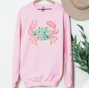 Watercolor Floral Crab T-Shirt or Sweatshirt, DTG Printed