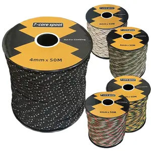 Multi-Purpose 7-Core Paracord 4mm | Tactical Camping Rope |   50 meters long, multi-colored, suitable for camping, waterproof fabric, sunshade, tree rope - multi-purpose